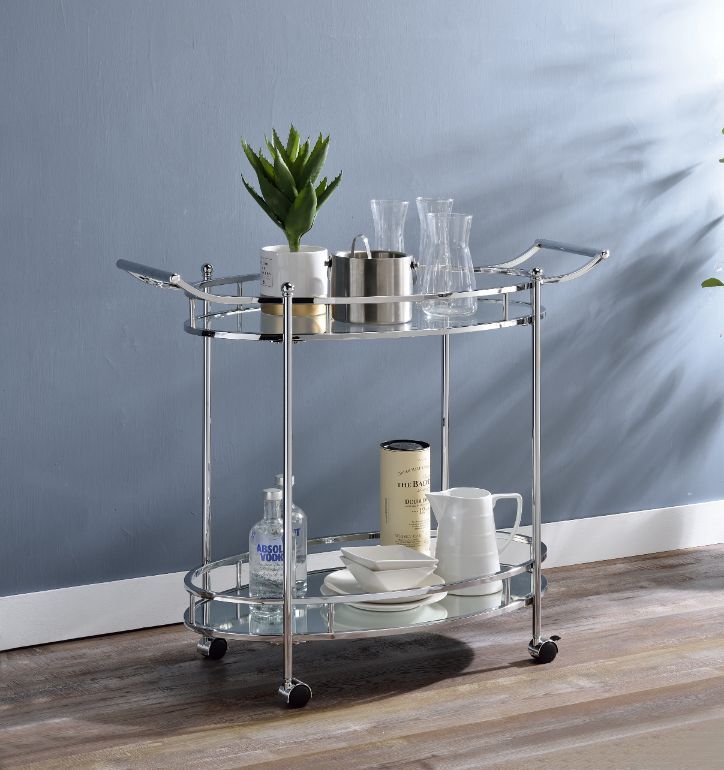 Jinx - Serving Cart - Clear Glass & Chrome Finish