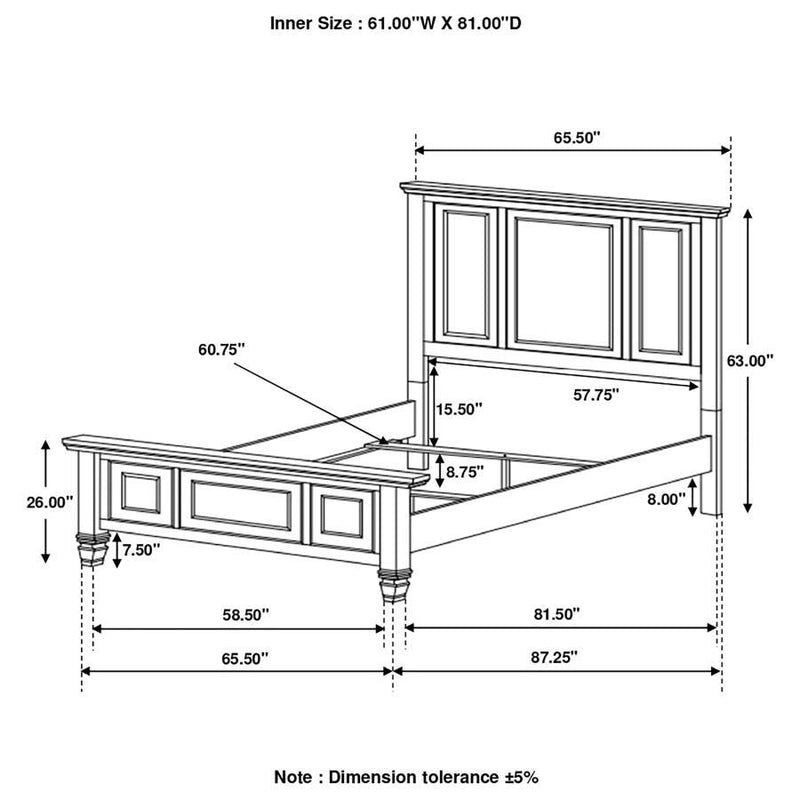 Sandy Beach - Panel Bed with High Headboard