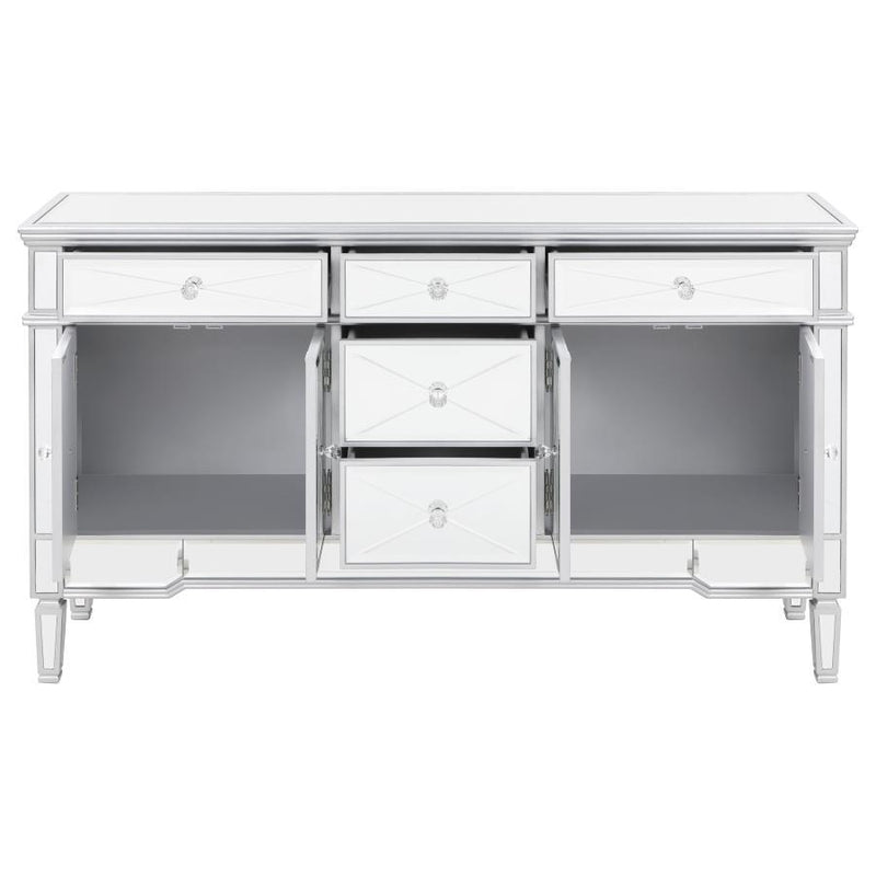 Duchess - 5-Drawer Mirrored Storage Accent Cabinet - Silver