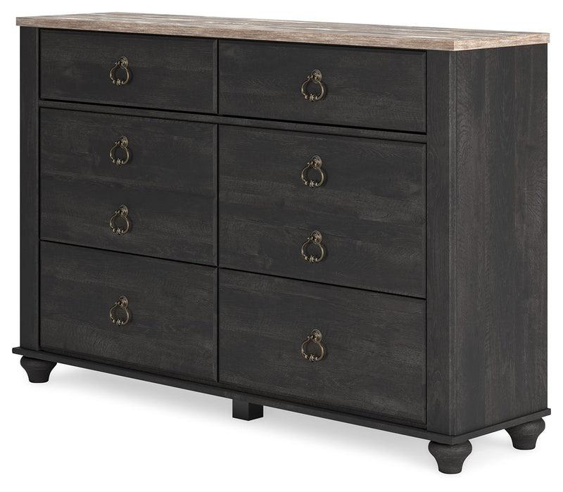 Nanforth - Two-tone - Six Drawer Dresser