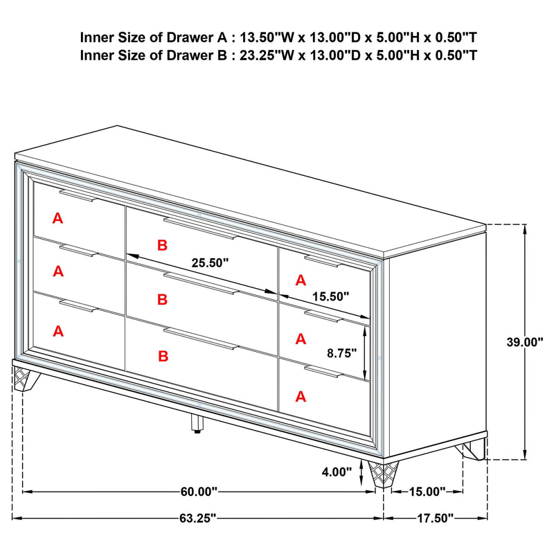 Marmore - 9-Drawer Dresser Cabinet - White