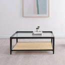 Amherst - Glass Top Metal with Cane Shelf Table