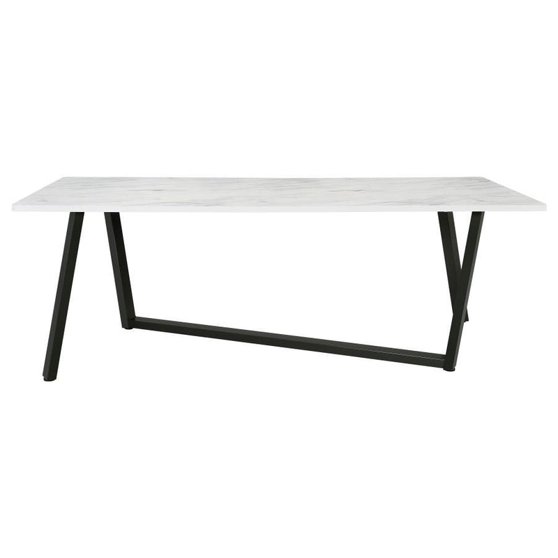 Mayer - Rectangular Faux Marble Dining Table - White