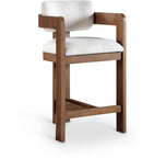 Sacha - Linen Stool With Brown Base