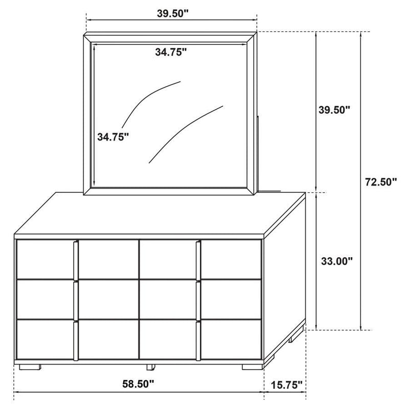 Marceline - 6-drawer Dresser With Mirror