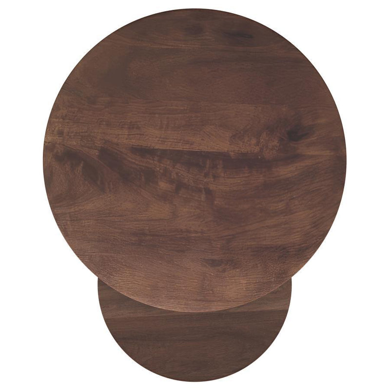 Yency - 2-Piece Round - Mango Wood Nesting Table Set - Dark Brown