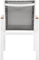 Nizuc - Outdoor Patio Dining Arm Chair With White Frame And Natural Arms (Set of 2)