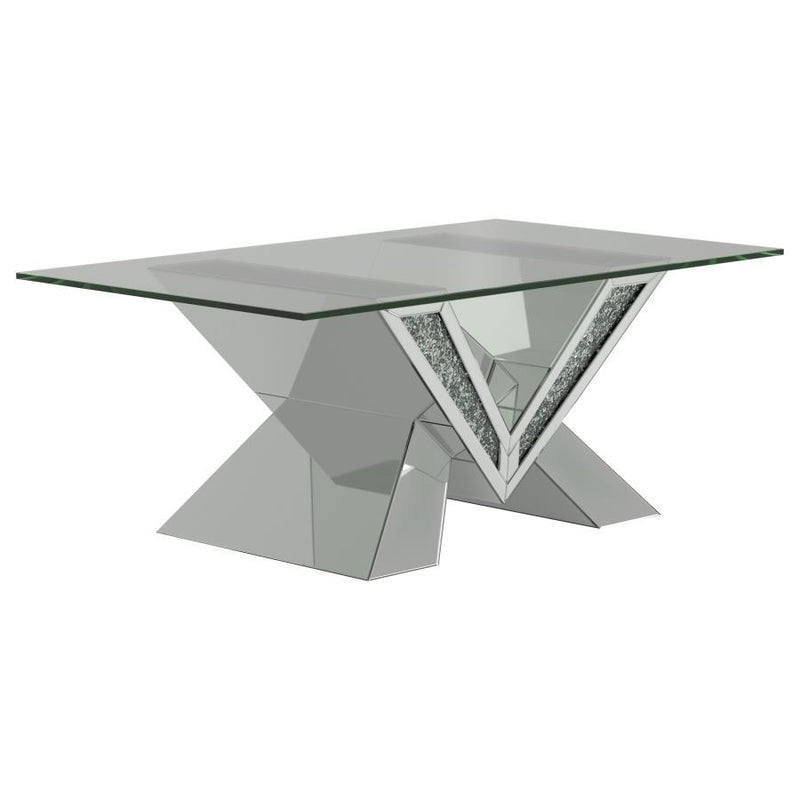 Taffeta - Glass Top Mirrored Acrylic Table