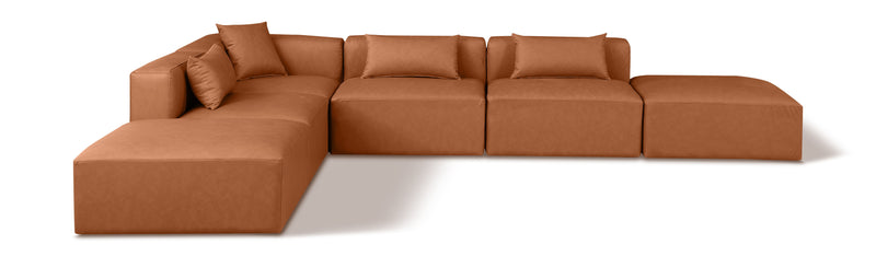 Cube - 6 Piece Modular Corner Armless Sectional - Cognac