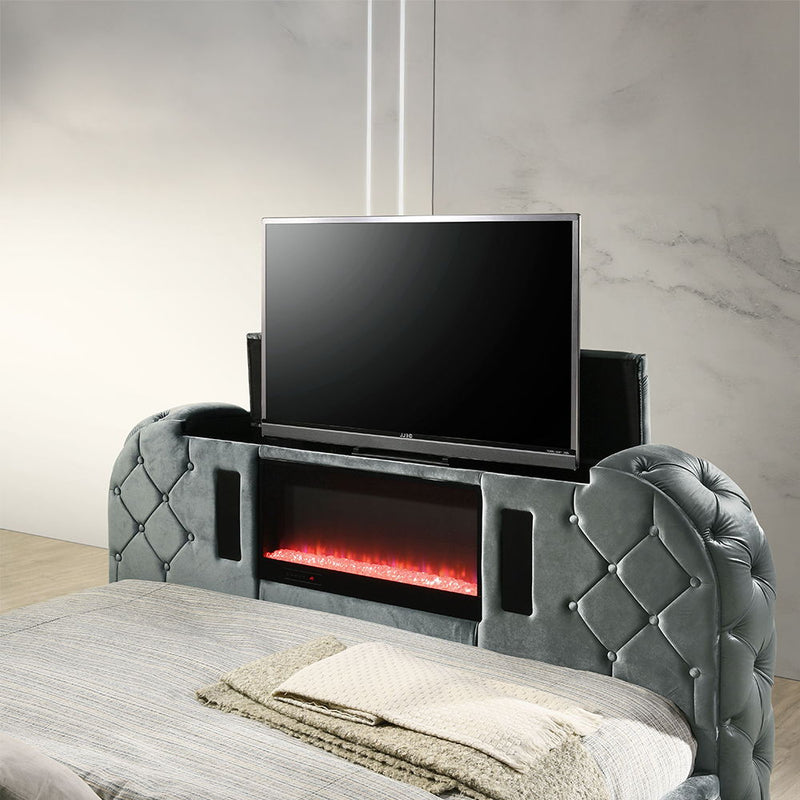 Kana - Bed With LED, Fireplace & TV Stand