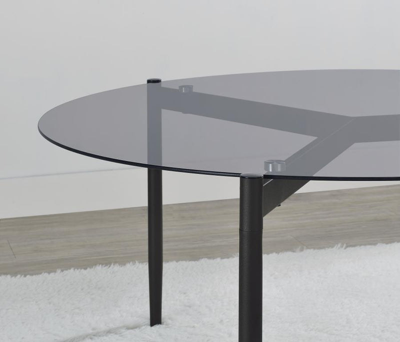 Rosalie - Round Smoked Glass Top Coffee Table - Sandy Black