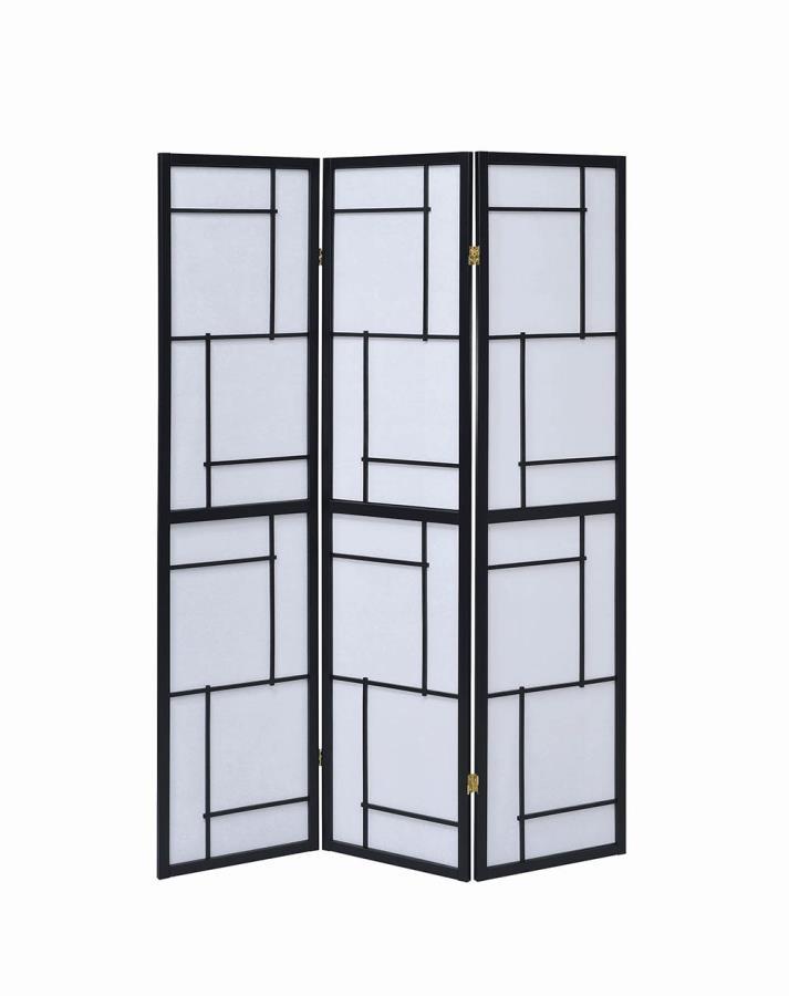 Damis - 3-Panel Room Divider Folding Shoji Screen - Black