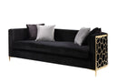 Fergal - Sofa With 4 Pillows - Black Velvet & Gold