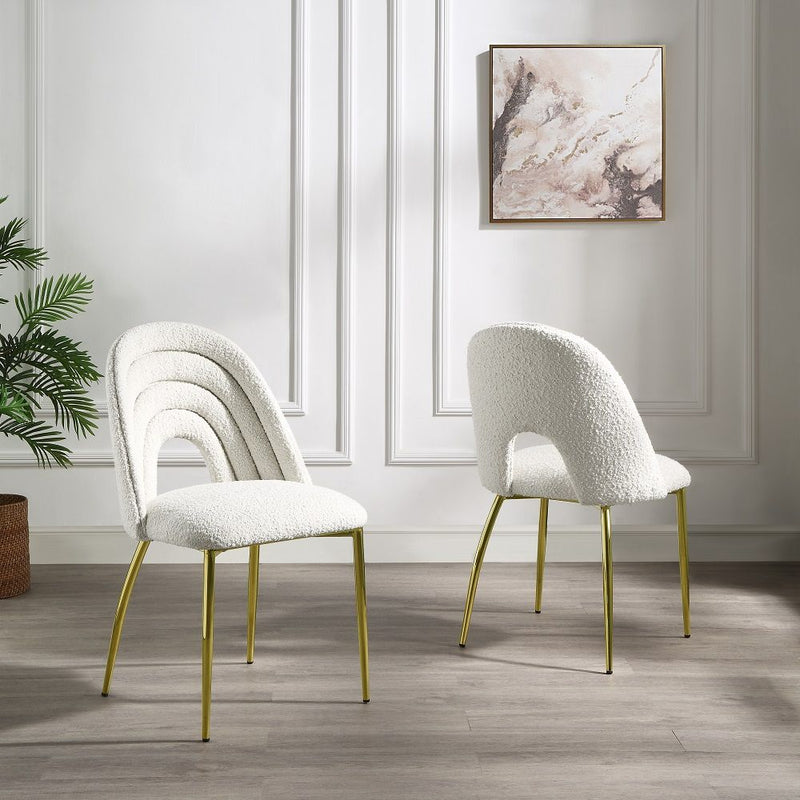 Fadri - Side Chair (Set of 2) - Teddy Sherpa & Mirrored Gold