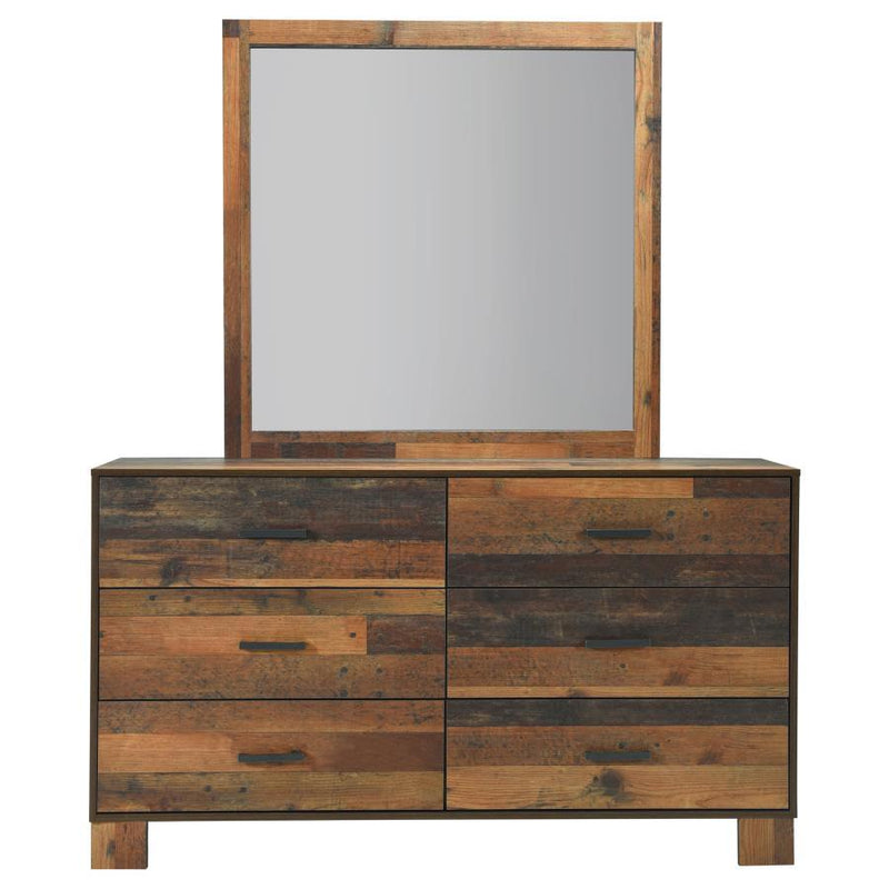 Sidney - 6-Drawer Dresser With Mirror - Rustic Pine