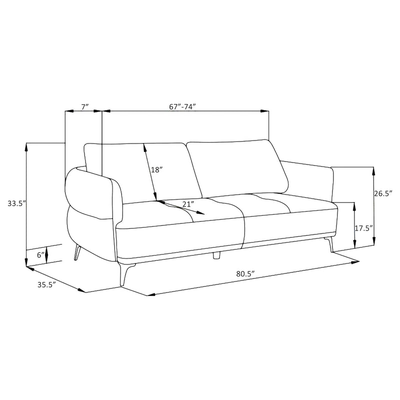 Lively - Chenille Upholstered Modern Track Arm Sofa - Blue