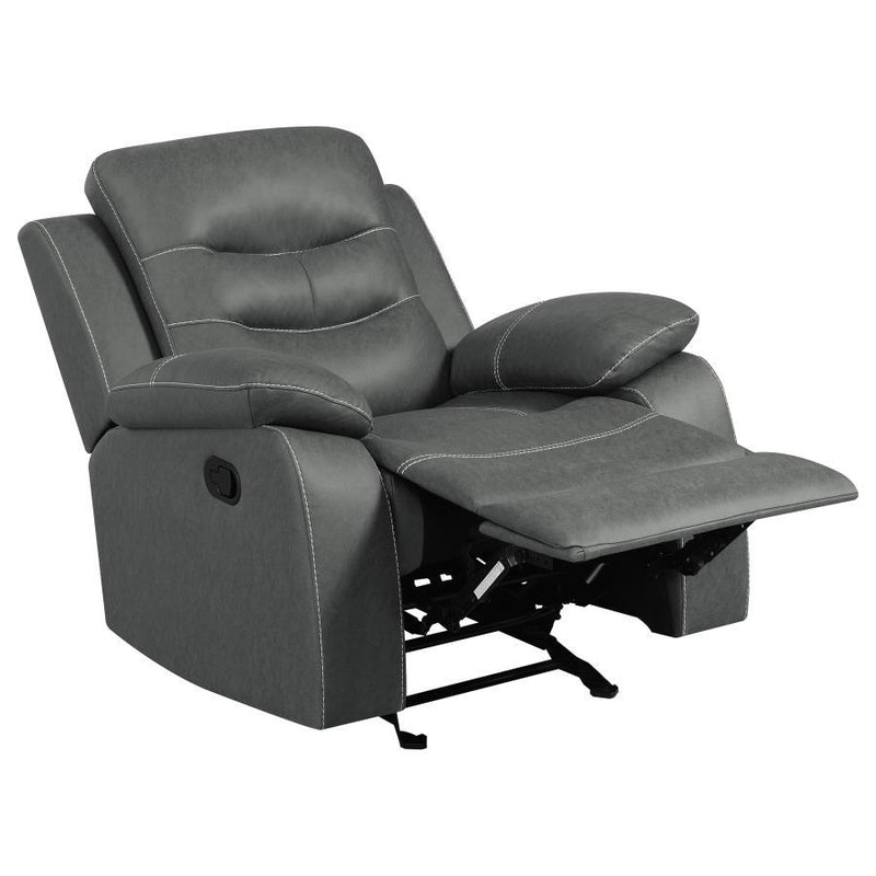 Nova - Upholstered Padded Arm Glider Recliner - Dark Gray