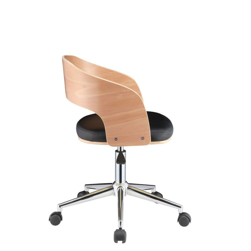 Yoshiko - Office Chair - Black PU & Beech