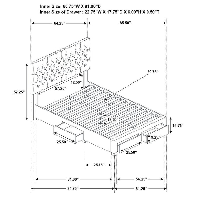 Soledad - 4-drawer Button Tufted Storage Bed