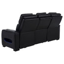 Zuma - Faux Leather Dual Power Reclining LED Sofa - Black