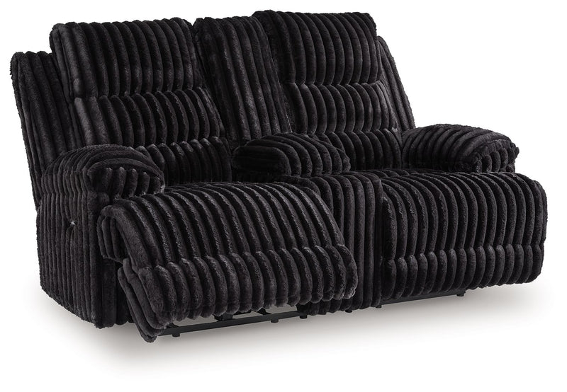 Rhine Falls - Onyx - Double Reclining Power Loveseat With Console