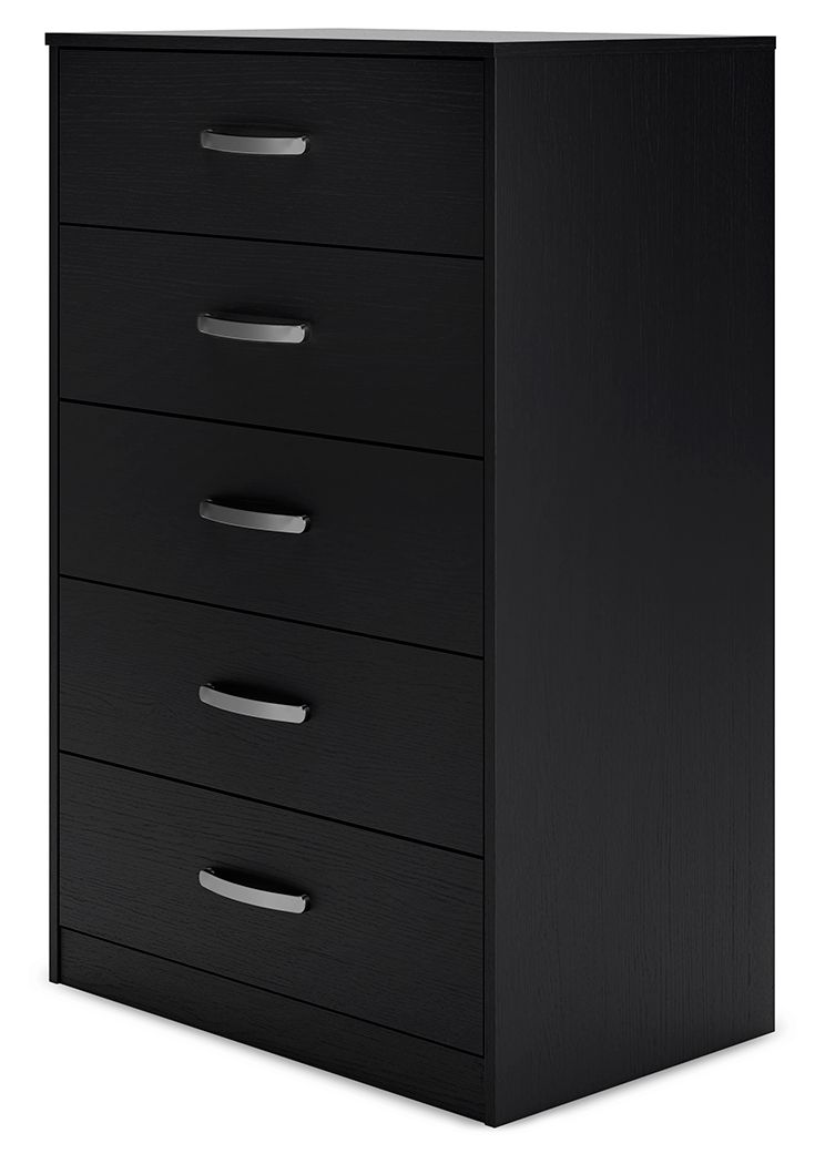 Finch - Black - Five Drawer Chest - 46" Height