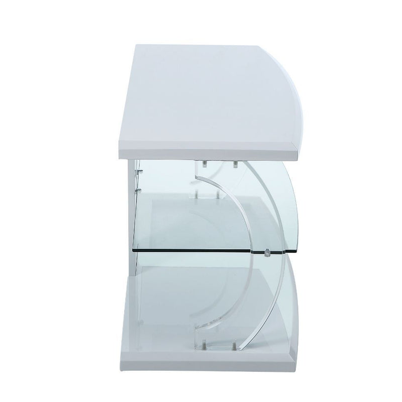 Aileen - TV Stand - White & Clear Glass