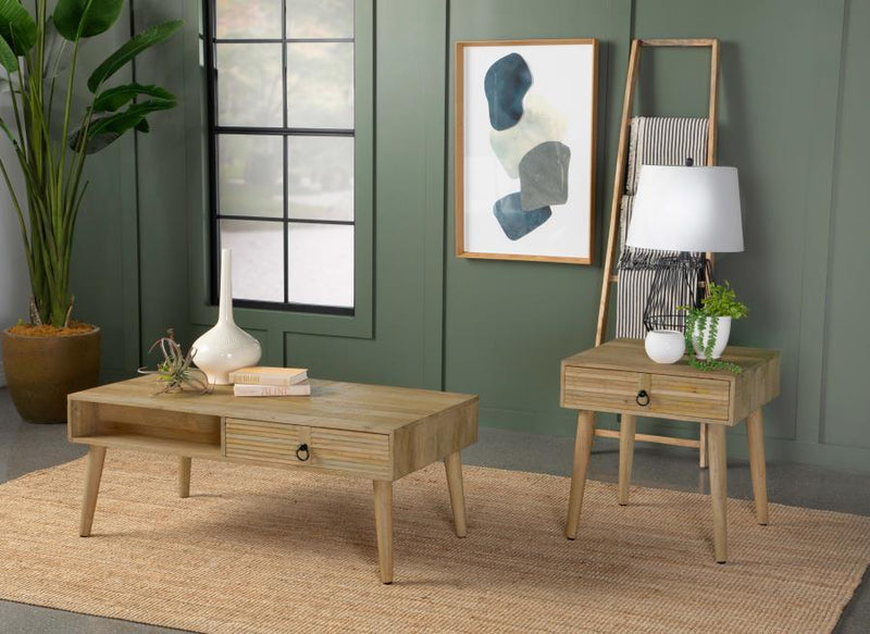 Zabel - 1-Drawer Rectangular Mango Wood Coffee Table - Natural