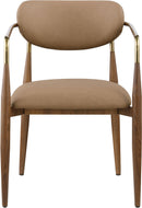 Ronda - Vegan Leather Upholstered Dining Arm Chair - Walnut Legs