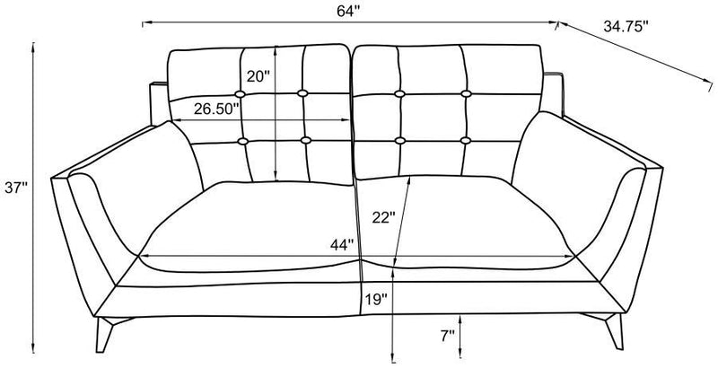 Moira - Upholstered Wedge Arm Tufted Sofa Set