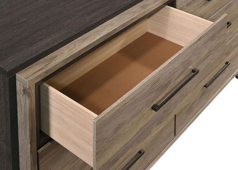 Baker - 6-Drawer Dresser With Mirror - Brown And Light Taupe