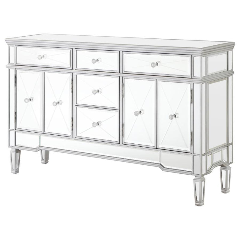 Duchess - 5-Drawer Mirrored Storage Accent Cabinet - Silver