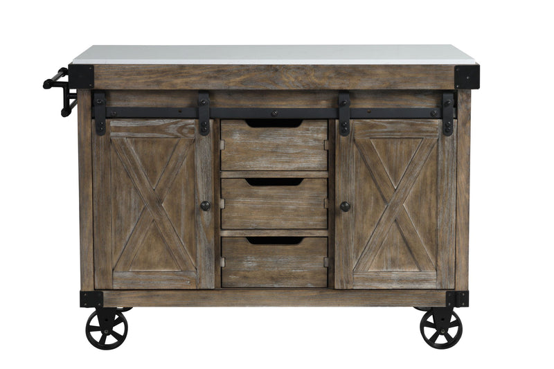 Alforvott - Serving Cart - Marble & Weathered Gray Finish