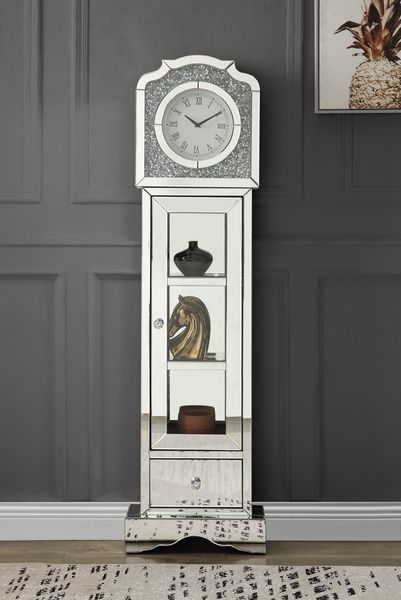 Noralie - Grandfather Clock - Mirrored & Faux Diamonds