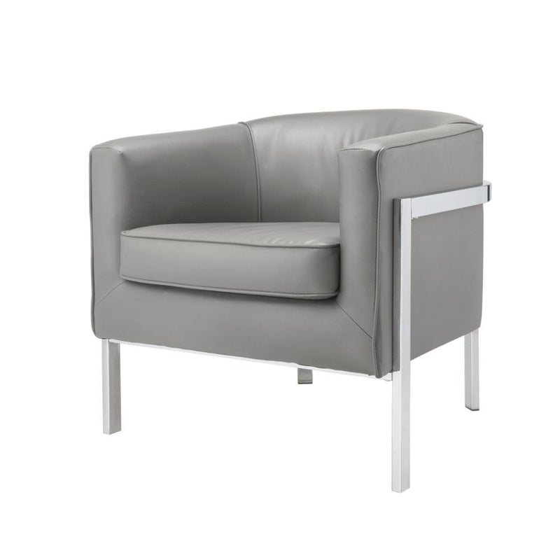 Tiarnan - Accent Chair - Vintage Gray PU & Chrome