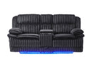 U8686 - Power Reclining Sofa With LED & Power Console Reclining Loveseat With LED - Black