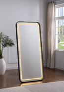 Glendora - Led Standing Mirror With Bluetooth Speaker - Black