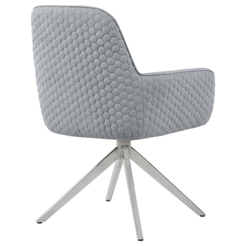 Abby - Fabric Upholstered Swivel Dining Arm Chair - Light Gray