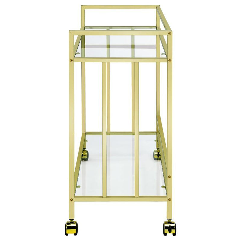 Cara - 2-tier Rectangular Glass Shelf Metal Bar Cart