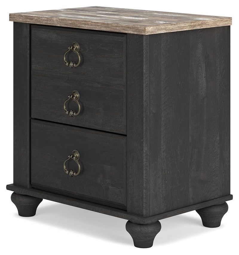 Nanforth - Two-tone - Two Drawer Night Stand