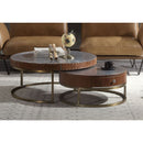 Tamas - 13" Coffee Table - Aluminum & Cocoa Top Grain Leather