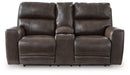 Crossplex - Power Reclining Loveseat / Console / Adjustable Headrest - Smoke