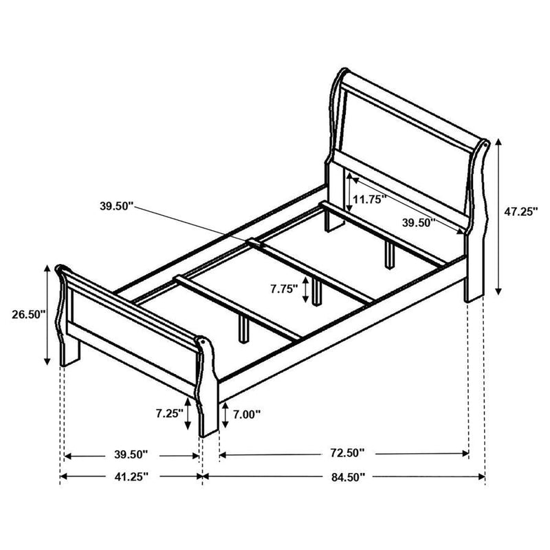 Louis Philippe - Panel Sleigh Bed