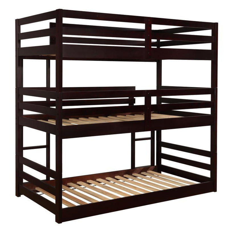 Sandler - Wood Twin Triple Bunk Bed - Cappuccino