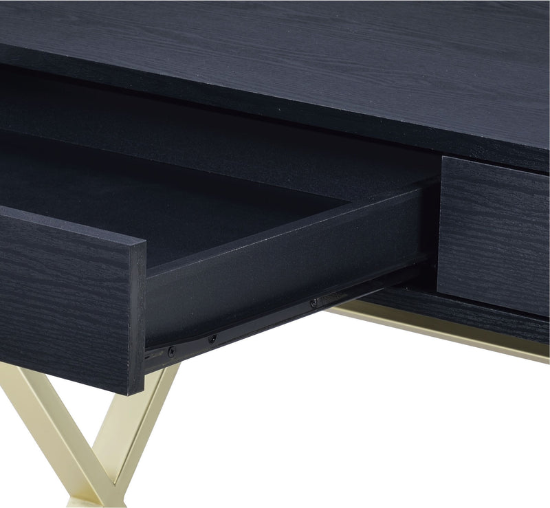 Coleen - Vanity Desk - Black & Brass Finish - 31"