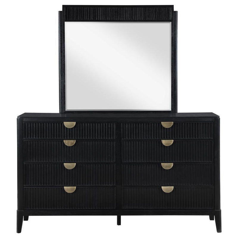 Brookmead - 8-Drawer Bedroom Dresser With Mirror - Black