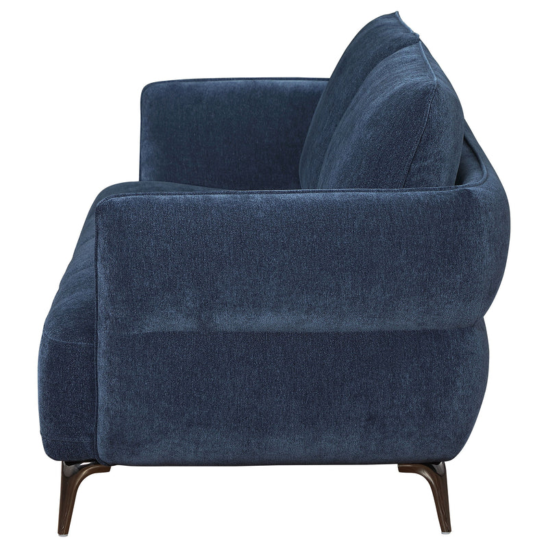 Lively - Chenille Upholstered Modern Track Arm Sofa - Blue