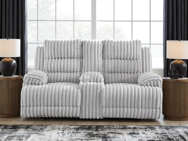 Rhines Falls - Alloy - Double Reclining Power Loveseat With Console