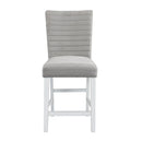 Elizaveta - Counter Height Chair (Set of 2) - Gray Velvet &White High Gloss