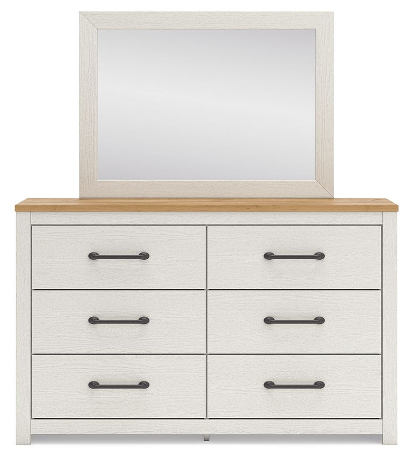 Linnocreek - White / Warm Brown - Dresser And Mirror